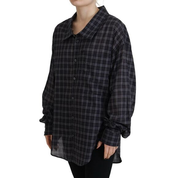 Dsquared² Black Checkered Collared Button Long Sleeves Women's Shirt (Pre-Owned) - Picture 2 of 5
